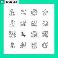 16 Thematic Vector Outlines and Editable Symbols of lollipop confect beach studio star Editable Vector Design Elements