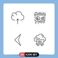 4 User Interface Line Pack of modern Signs and Symbols of cloud sign business finance cloud Editable Vector Design Elements