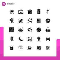 Set of 25 Modern UI Icons Symbols Signs for celebration smartphone gift phone calling Editable Vector Design Elements