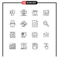 Pictogram Set of 16 Simple Outlines of grid construction swim suit bridge sweet Editable Vector Design Elements