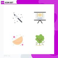 Set of 4 Modern UI Icons Symbols Signs for camping tree business food apple tree Editable Vector Design Elements