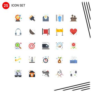 Flat Color Pack of 25 Universal Symbols of management maze brush complication security Editable Vector Design Elements
