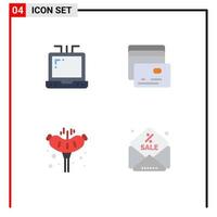 4 Creative Icons Modern Signs and Symbols of laptop discount money pork message Editable Vector Design Elements