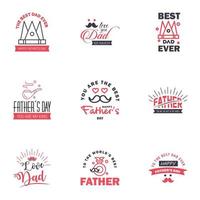 Happy Fathers Day Calligraphy greeting card 9 Black and Pink Typography Collection Vector illustration Editable Vector Design Elements