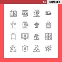 16 Creative Icons Modern Signs and Symbols of computer payment food wind climate Editable Vector Design Elements