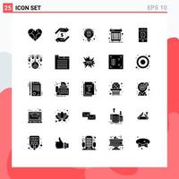 Modern Set of 25 Solid Glyphs and symbols such as alarm heat money fan computer Editable Vector Design Elements