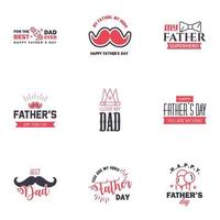 9 Black and Pink Happy Fathers Day Design Collection A set of twelve brown colored vintage style Fathers Day Designs on light background Editable Vector Design Elements