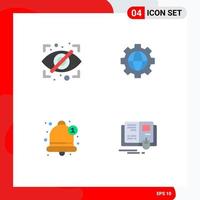 Mobile Interface Flat Icon Set of 4 Pictograms of block notification security globe book Editable Vector Design Elements