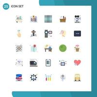 Mobile Interface Flat Color Set of 25 Pictograms of camera transportation grid transport shipping Editable Vector Design Elements