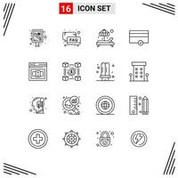 Universal Icon Symbols Group of 16 Modern Outlines of control business email payment finance Editable Vector Design Elements