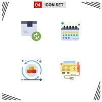 Set of 4 Commercial Flat Icons pack for box environment service calendar interactive Editable Vector Design Elements