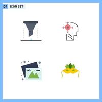 4 User Interface Flat Icon Pack of modern Signs and Symbols of chemical analysis camera filter transform travel Editable Vector Design Elements