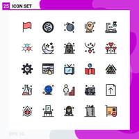 Universal Icon Symbols Group of 25 Modern Filled line Flat Colors of coding process comet love brain Editable Vector Design Elements