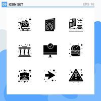 Pictogram Set of 9 Simple Solid Glyphs of gadget connected life computers pillars Editable Vector Design Elements