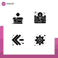 Universal Icon Symbols Group of 4 Modern Solid Glyphs of open product arrows product file left Editable Vector Design Elements