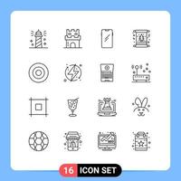 paquete de iconos de vector de stock de 16 signos y símbolos de línea para tarjeta de invitación arena samsung móvil elementos de diseño de vector editables