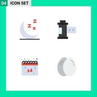 4 User Interface Flat Icon Pack of modern Signs and Symbols of moon love camera roll chicken Editable Vector Design Elements