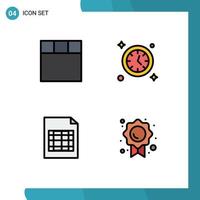 4 Creative Icons Modern Signs and Symbols of grid quality clock excel mark Editable Vector Design Elements