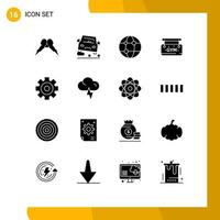 Set of 16 Modern UI Icons Symbols Signs for media sign jam board technology Editable Vector Design Elements