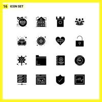 Pictogram Set of 16 Simple Solid Glyphs of furniture conversation castle gossip group Editable Vector Design Elements