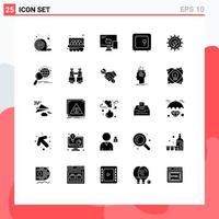 User Interface Pack of 25 Basic Solid Glyphs of electricity earth day networking safety gold Editable Vector Design Elements