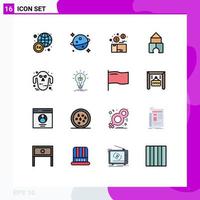 Mobile Interface Flat Color Filled Line Set of 16 Pictograms of scary ghoul box ghost constructor Editable Creative Vector Design Elements