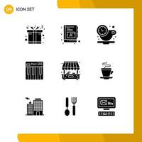 9 User Interface Solid Glyph Pack of modern Signs and Symbols of life music coffee midi hardware Editable Vector Design Elements