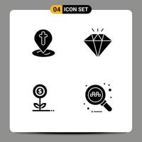 Pictogram Set of 4 Simple Solid Glyphs of location business pin present flower Editable Vector Design Elements