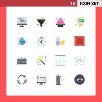 Group of 16 Modern Flat Colors Set for leaf learning plate knowledge head Editable Pack of Creative Vector Design Elements