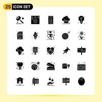 Group of 25 Solid Glyphs Signs and Symbols for leaves share lock application data archive Editable Vector Design Elements