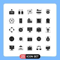 Universal Icon Symbols Group of 25 Modern Solid Glyphs of gym ruler oxygen measuring shopping Editable Vector Design Elements