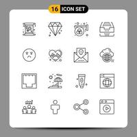 16 User Interface Outline Pack of modern Signs and Symbols of file data advertisement box print Editable Vector Design Elements