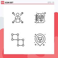 Modern Set of 4 Filledline Flat Colors and symbols such as arrows love employee ways bound Editable Vector Design Elements