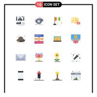 Set of 16 Modern UI Icons Symbols Signs for play button motor patrick flag Editable Pack of Creative Vector Design Elements