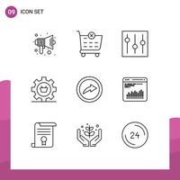 9 Outline concept for Websites Mobile and Apps gear e basic configuration user Editable Vector Design Elements