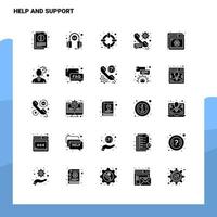 25 Help And Support Icon set Solid Glyph Icon Vector Illustration Template For Web and Mobile Ideas for business company