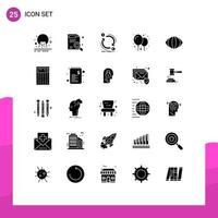 25 Universal Solid Glyph Signs Symbols of eye balloons search balloon money Editable Vector Design Elements