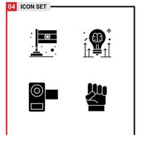 paquete de iconos de vector de stock de 4 signos y símbolos de línea para elementos de diseño de vector editable de película de idea de cerebro de película de país