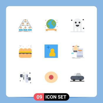 9 Universal Flat Colors Set for Web and Mobile Applications camera fast food environment pie ghost Editable Vector Design Elements