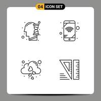 paquete de iconos de vector de stock de 4 signos y símbolos de línea para elementos de diseño de vector editables de educación wifi de vidrio de hora de amor humano