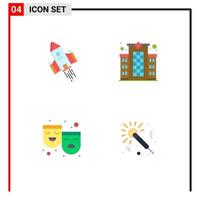 4 Thematic Vector Flat Icons and Editable Symbols of space craft masks rocket clinic theater Editable Vector Design Elements