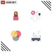 4 iconos planos universales signos símbolos de dispositivos femeninos dama recargar sonido elementos de diseño vectorial editables vector