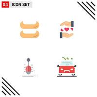 Pictogram Set of 4 Simple Flat Icons of boat virus sharing bug car Editable Vector Design Elements