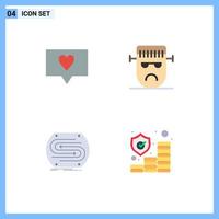 Universal Icon Symbols Group of 4 Modern Flat Icons of like concept cartoon frankenstein match Editable Vector Design Elements