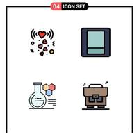 Set of 4 Modern UI Icons Symbols Signs for heart chemistry lab signal toggle business Editable Vector Design Elements