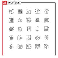 Line Pack of 25 Universal Symbols of mobile party estate smoking cigar Editable Vector Design Elements