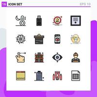 User Interface Pack of 16 Basic Flat Color Filled Lines of planet astronomy notification stamp post Editable Creative Vector Design Elements