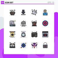 Flat Color Filled Line Pack of 16 Universal Symbols of creative coding drying supporter service Editable Creative Vector Design Elements