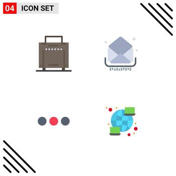 paquete de iconos de vector de stock de 4 signos y símbolos de línea para elementos de diseño de vector editables de signo de bandeja de entrada de correo de chat de bolsa