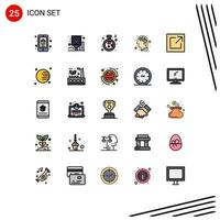 Universal Icon Symbols Group of 25 Modern Filled line Flat Colors of export brain post artificial ring Editable Vector Design Elements